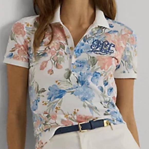 NWT POLO RALPH LAUREN Floral Piqué Polo Shirt New With Tag Size XL - Picture 3 of 6
